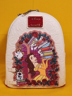 Loungefly Disney Beauty and the Beast Belle Books Magnetic Door Mini Backpack